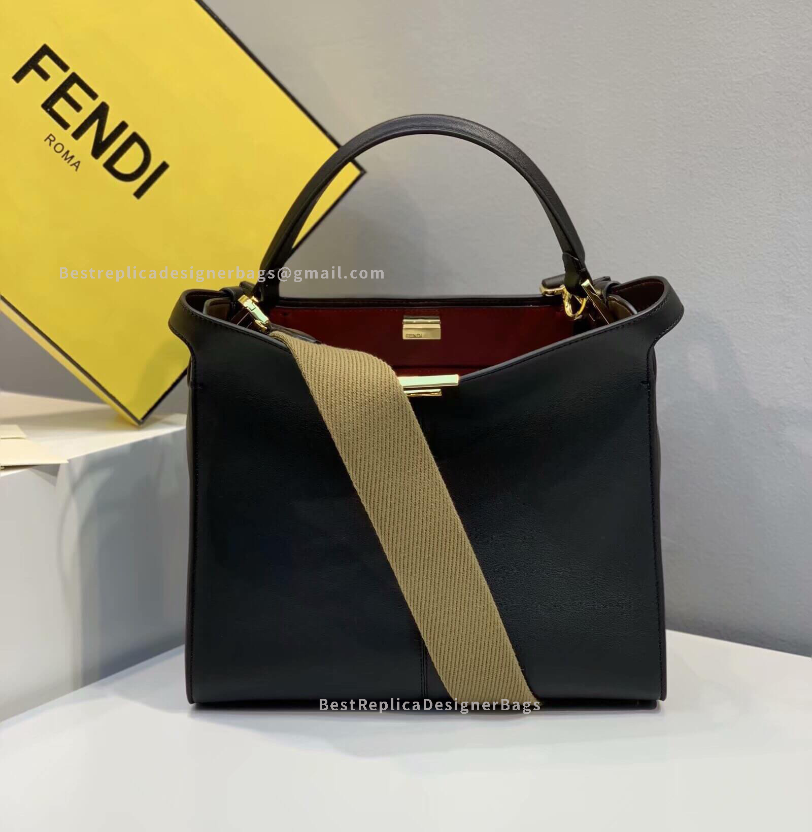 Fendi Peekaboo X-Lite Medium Black Leather Bag 304S